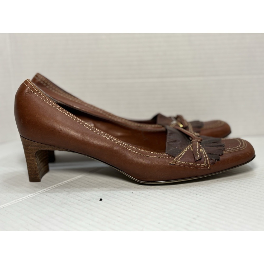Ipanema Captain Brown Leather Loafer‎ Pumps Women's 9M Heeled Fringe Shoes